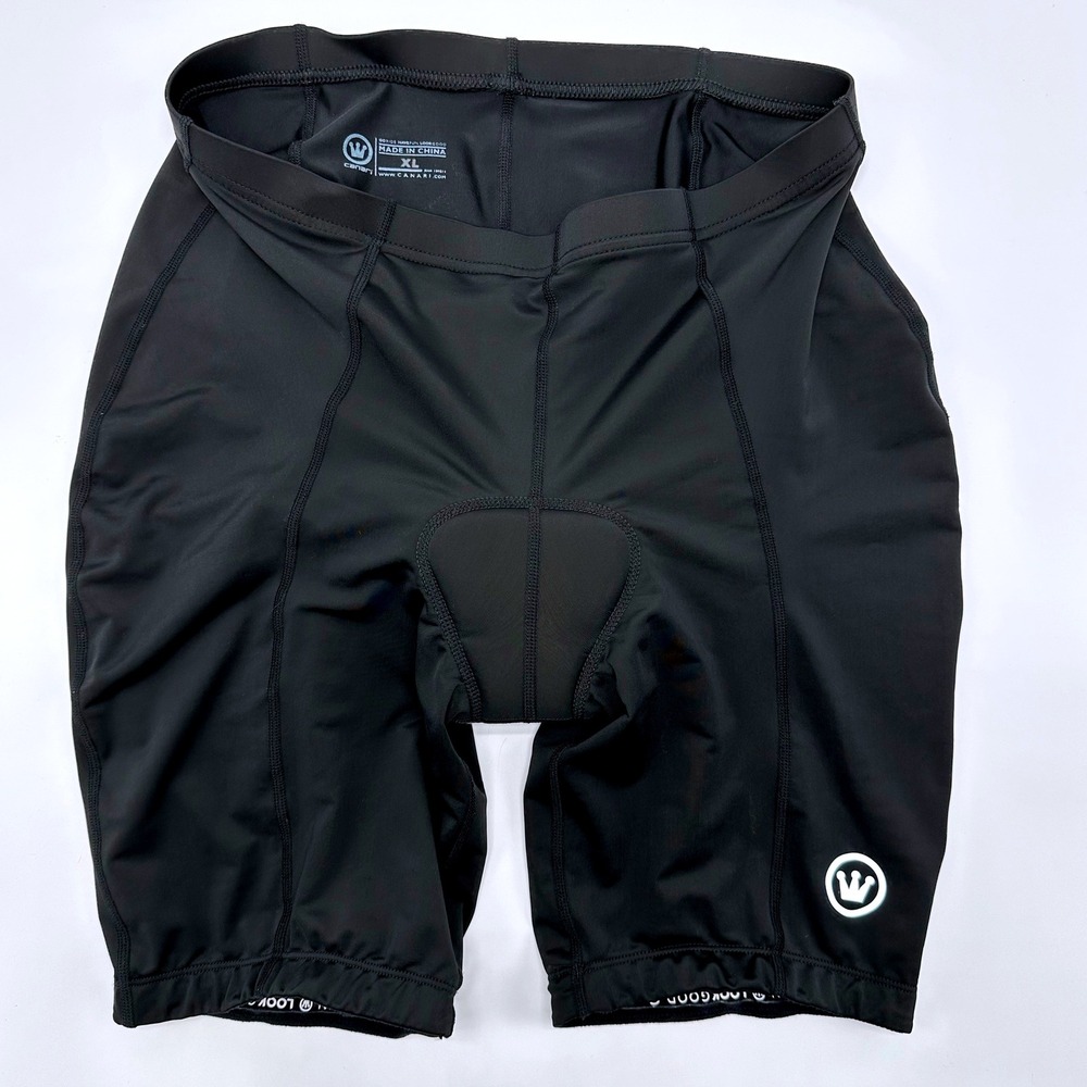 Canari Mens Black Padded Cycling‎ Shorts XL Reflective Logo Compression Biking